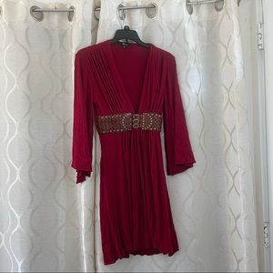 Sky Silk Midi Dres Dark Red S